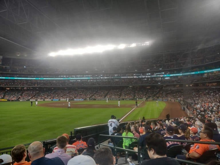 In the outfield down the third base line at Minute Maid Park