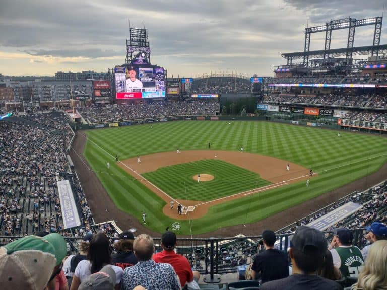 Colorado Rockies stadium view from the upper deck and behind home plate