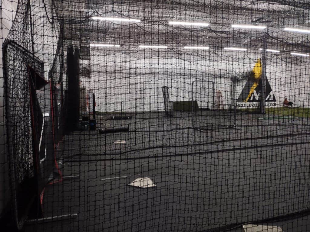 Inside view of batting cages at Next Level Athletics in Aurora, Co