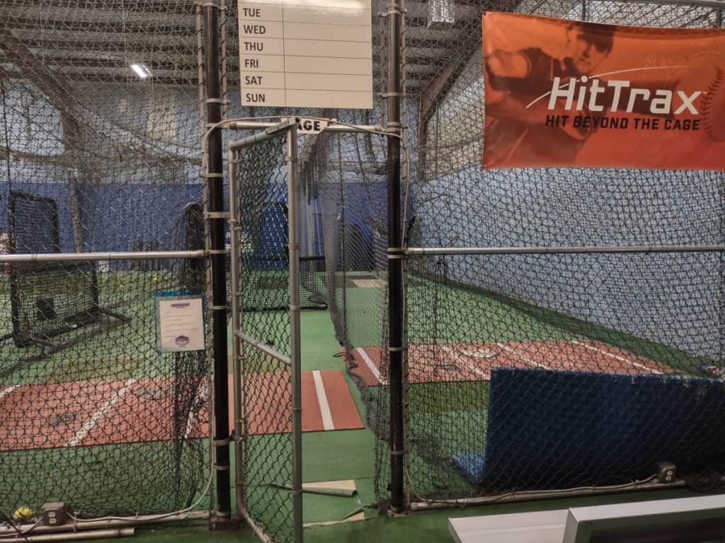 Batting cage using HitTrax at Premier West Baseball and Softball Club in Denver, Co