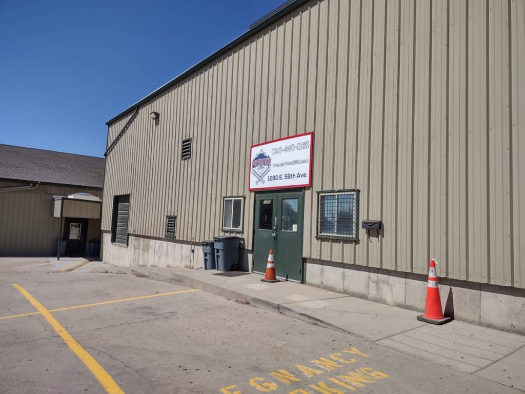 Front entry at Premier West Baseball and Softball Club in Denver, Co