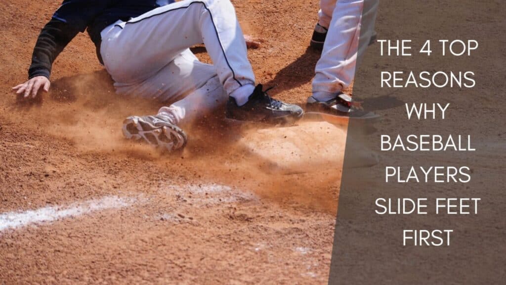 Shoulders-down view of a baserunner sliding feet-first into third base while the third baseman stands in front of the base