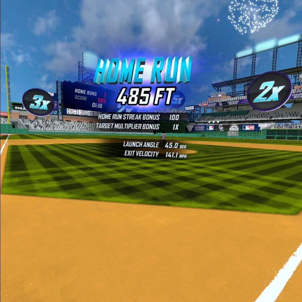 Message shown after hitting one home run in MLB Home Run Derby VR for Oculus Quest 2